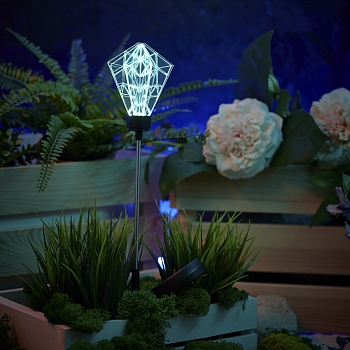 Светильник грунтовый Хрустальный цветок RGB, со встроенным аккумулятором и солнечной панелью LAMPER