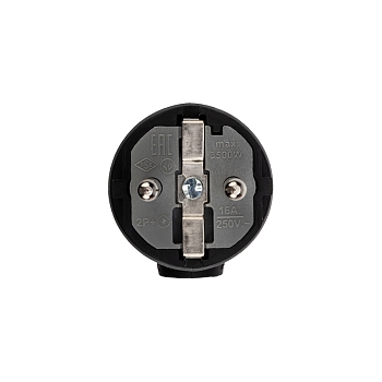 Вилка влагозащищенная угловая, с/з, 16А, IP44 каучук, черная REXANT