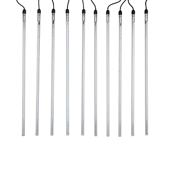 Гирлянда Тающие сосульки комплект 10 шт. х 50см, шаг 100см, 600 LED БЕЛЫЙ, черный каучук, IP65, 24В, соединяется NEON-NIGHT