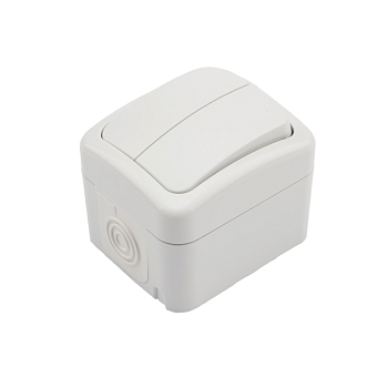 Выключатель двухклавишный Mini OG IP54 о/у, белый KRANZ