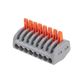 Универсальная клемма СМК 222-418, 8-проводная серая 0,08-2,5/4мм² (20 шт/уп) REXANT