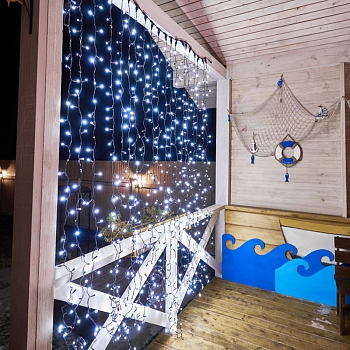 Гирлянда светодиодная Занавес 2х3м 760 LED БЕЛЫЙ черный ПВХ IP65 постоянное свечение 230В блок в комплекте NEON-NIGHT