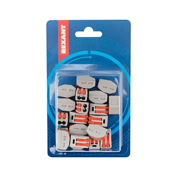 Универсальная клемма СМК 222-412, 2-проводная серая 0,08-2,5/4 мм² (20 шт./уп.) REXANT