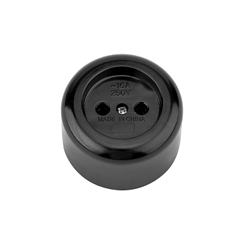 Розетка штепсельная карболитовая открытой установки б/з 16А, черная REXANT