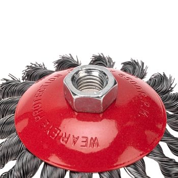 Щетка коническая для УШМ, крученая стальная проволока, 115мм, М14 KRANZ