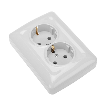 DEA Розетка 2-ая с/з с/у 16А Бел KRANZ