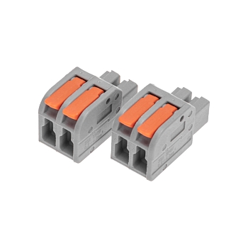 Клемма СМК 222-422R проходная разъемная 2 полюса серая 0,2-2,5/4мм² (50 шт/уп) REXANT