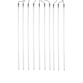 Гирлянда Тающие сосульки комплект 10 шт. х 100см, шаг 100см, 960 LED БЕЛЫЙ, черный каучук, IP65, 24В, соединяется NEON-NIGHT