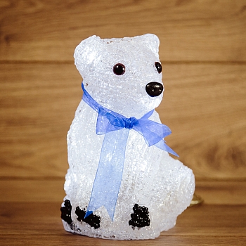 Акриловая светодиодная фигура Белый мишка 20 см, 4,5 В, 3 батарейки AA (не входят в комплект), 20 светодиодов NEON-NIGHT