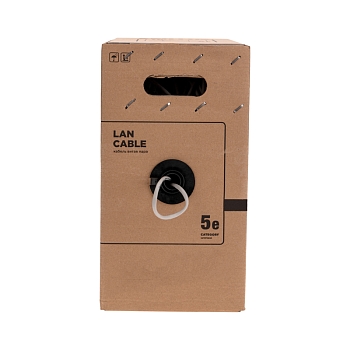 Кабель витая пара U/UTP, CAT 5e, PVC, 4PR, 24AWG, INDOOR, SOLID, серый, 305м, РФ REXANT