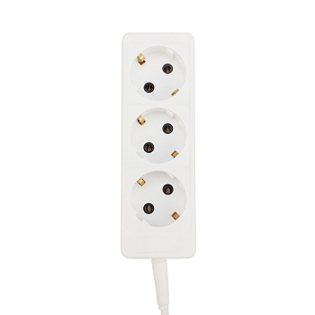 Удлинитель 3 гнезда, 10м, 3х0,75мм², с/з, белый PROconnect
