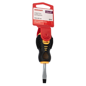 Отвертка шлицевая SL6х40мм, двухкомпонентная рукоятка REXANT