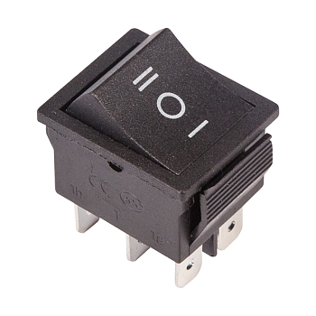 Переключатель клавишный 250В 15А (6с) ON-OFF-ON черный с нейтралью (1 шт/уп) REXANT