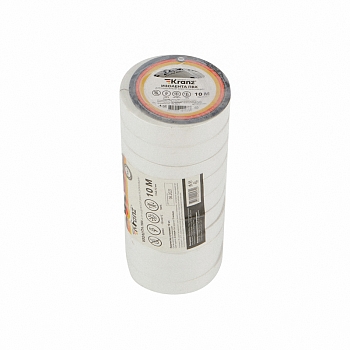Изолента ПВХ 0,13х15мм, 10м, белая KRANZ