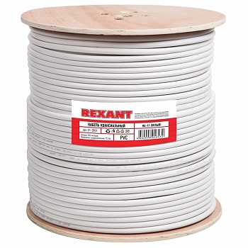 Кабель коаксиальный магистральный RG-11U, 75Ом, CCS/Al/Al, 83%, 305м, INDOOR, белый REXANT