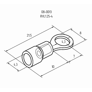Наконечник кольцевой изолированный ø 4.3 мм 0.5-1.5 мм² (НКи 1.5-4/НКи 1,25-4) красный REXANT