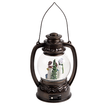 Декоративный фонарь с эффектом снегопада и подсветкой Снеговики, Белый