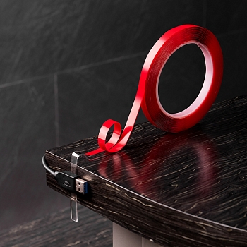 Двухсторонний скотч, акриловая основа, прозрачный, 9мм, ролик 5м REXANT