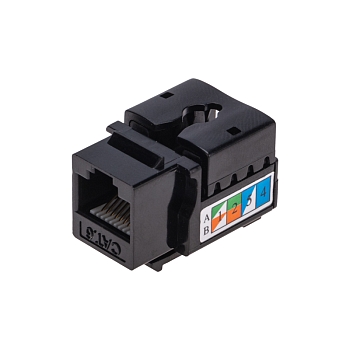 Модуль Keystone Jack RJ-45(8P8C), UTP неэкранированный, CAT 6, тип 90 градусов, черный REXANT PRO