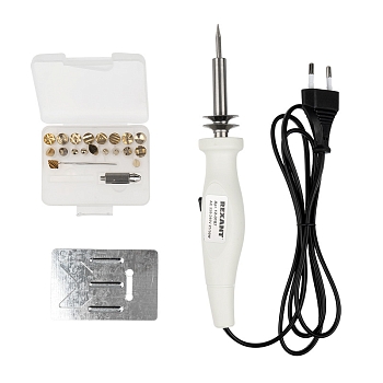 Выжигатель (набор паяльник - выжигатель), пирограф, 30/50Вт, 230В, 420-500°C, 21 насадка + подставка, коробка REXANT