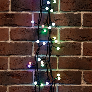 Гирлянда светодиодная Мультишарики Ø13мм 20м 200 LED RGB черный ПВХ IP65 быстрая смена цвета 230В нужен блок 303-500 NEON-NIGHT