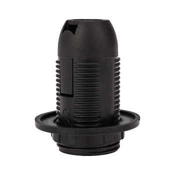 Патрон пластиковый термостойкий подвесной с кольцом Е14 черный REXANT