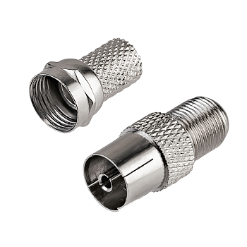 Набор разъемов антенных ТВ №7 (1 переходник гн F – шт TV, 1 F-разъем RG-6) REXANT