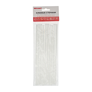 Стержни клеевые Ø7мм, 200мм, белые (10 шт/уп), хедер REXANT