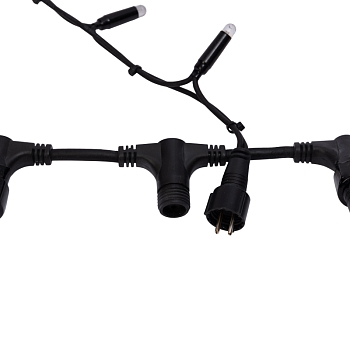 Гирлянда Светодиодный Дождь 2х6м, постоянное свечение, черный провод КАУЧУК, 230 В, диоды БЕЛЫЕ (шнур питания в комплекте)