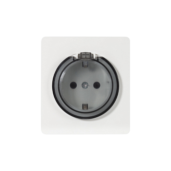 Розетка ROUND 1-ая с/з с/у, со шторками и крышкой 16А перламутр KRANZ