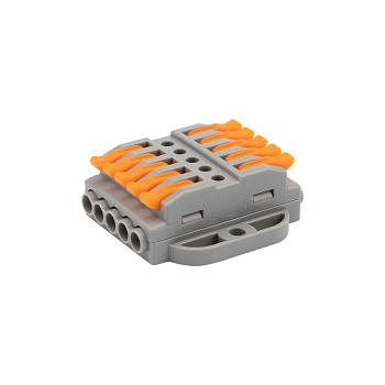 Клемма СМК 222-425P проходная 5 полюсов, с монтажной площадкой (0,08-4 мм²), серая (20 шт./уп.) REXANT