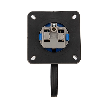 Розетка влагозащищенная настенная фланцевая с крышкой 1 гнездо, 2Р+РЕ, 16А, IP68, серая REXANT