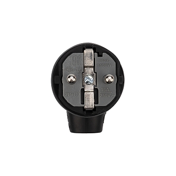 Вилка влагозащищенная угловая с кольцом, с/з, 16А, IP44 каучук, черная REXANT