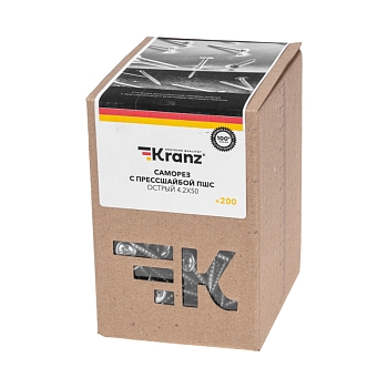 Саморез с прессшайбой ПШС острый 4,2х50мм, короб (200 шт/уп) KRANZ
