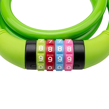 Замок тросовый кодовый взломостойкий для велосипедов и колясок 100см зеленый ЧЕТЫРЕ СЕЗОНА