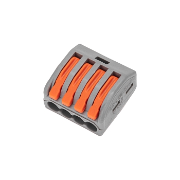 Универсальная клемма СМК 222-414, 4-проводная серая 0,08-2,5/4 мм² (блистер 10 шт/уп) REXANT