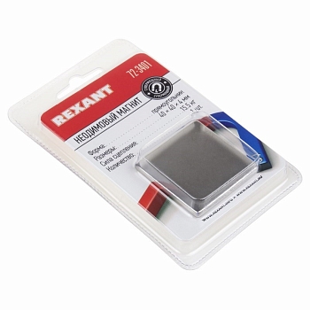 Неодимовый магнит прямоугольник 40х40х4мм, сцепление 15,5кг REXANT