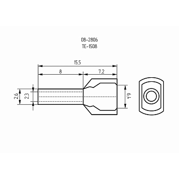 Наконечник штыревой втулочный изолированный F-8 мм 2х1.5 мм² (НШВи(2) 1.5-8/НГи2 1,5-8) черный REXANT