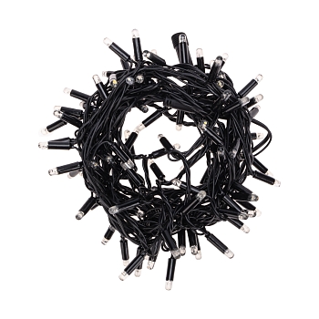 Гирлянда светодиодная Нить 10м 100 LED ТЕПЛЫЙ БЕЛЫЙ черный ПВХ IP65 постоянное свечение 24В соединяется NEON-NIGHT нужен транс-ор 531-100/531-311/531-312