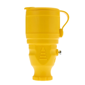 Розетка влагозащищенная переносная с крышкой 1 гнездо, с/з, 16А, IP54, каучук, желтая REXANT