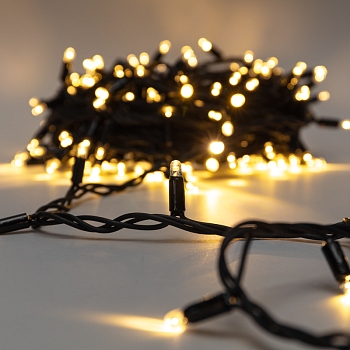 Гирлянда светодиодная Нить 20м 200 LED ТЕПЛЫЙ БЕЛЫЙ черный каучук IP67 постоянное свечение 230В соединяется нужен блок 315-000 NEON-NIGHT