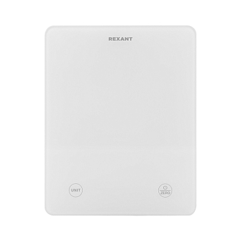Весы кухонные электронные, белые/прямоугольные/стекло/до 5 кг REXANT