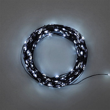 Гирлянда светодиодная Роса с контроллером 30м, 300LED, БЕЛЫЙ, IP20, 230В, зеленый провод NEON-NIGHT