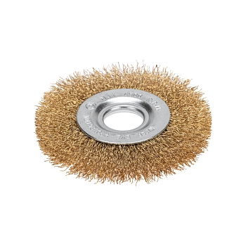 Щетка дисковая для УШМ, витая латунированная проволока, 100мм, отв. 22,23мм KRANZ