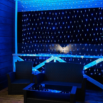 Гирлянда светодиодная Сеть 2,5х2,5м 432 LED БЕЛЫЙ/СИНИЙ черный ПВХ IP65 постоянное свечение 230В блок в комплекте NEON-NIGHT