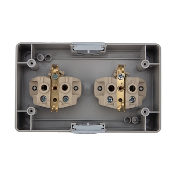 Блок горизонтальный 2 розетки (керамика) INDUSTRIAL IP54 с/з, о/у, серый KRANZ