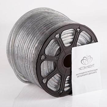 Дюралайт LED двухжильный 230В 13мм 36 LED/м БЕЛЫЙ постоянное свечение модуль 1м бухта 100м NEON-NIGHT