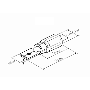 Клемма плоская изолированная термоусаживаемая РПи-п-т 6.0-(6.3)/РпИп-т 6-7-0,8 штекер 6.35 мм 4-6 мм² желтый REXANT