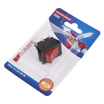 Переключатель клавишный 250В 15А (6с) ON-ON красный с подсветкой (1 шт/уп) REXANT