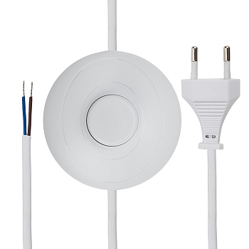 Шнур сетевой с напольным переключателем 2х0,75 мм² 2,5м белый REXANT